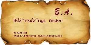 Bárkányi Andor névjegykártya
