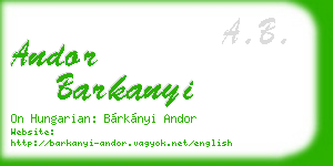 andor barkanyi business card