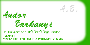 andor barkanyi business card